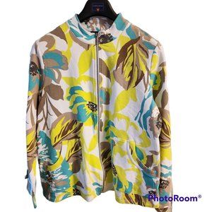 Susan Graver Weekend Jacket Size L 95% Cotton 5% Spandex Stretchy Full Zip Close